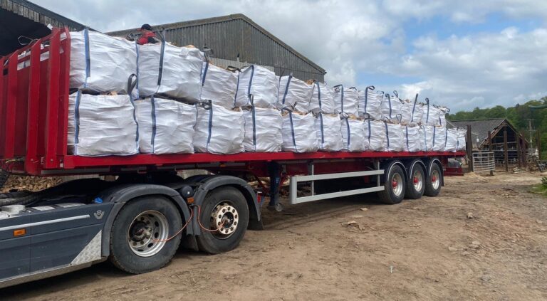 Wholesale order of firewood dumpy bags on lorry